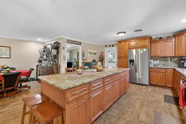 a kitchen with lots of counter top space