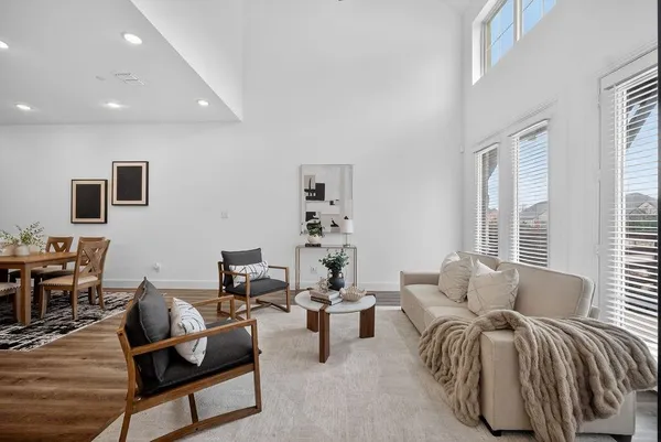 a living room with furniture