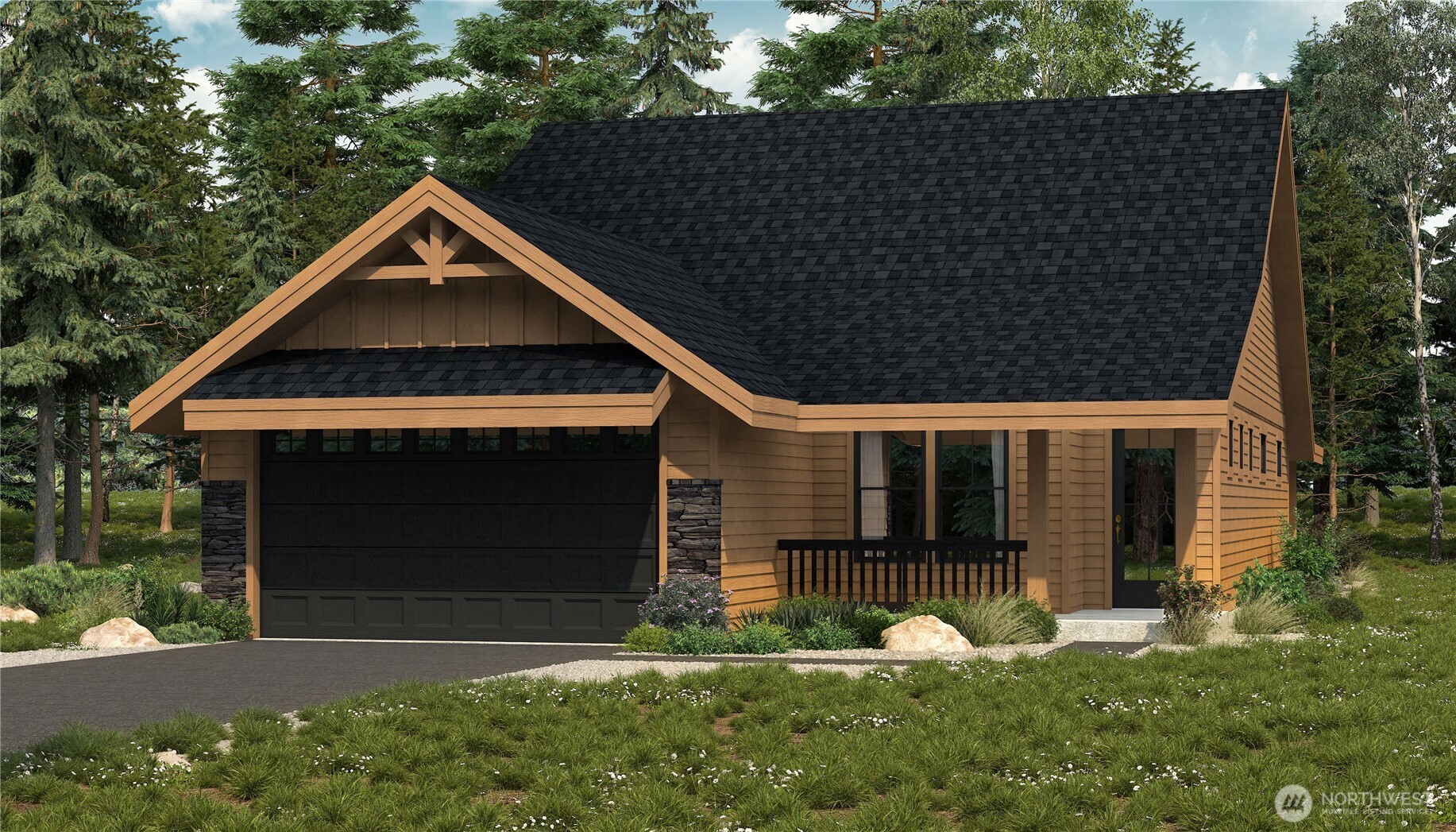 front view of a house with a yard