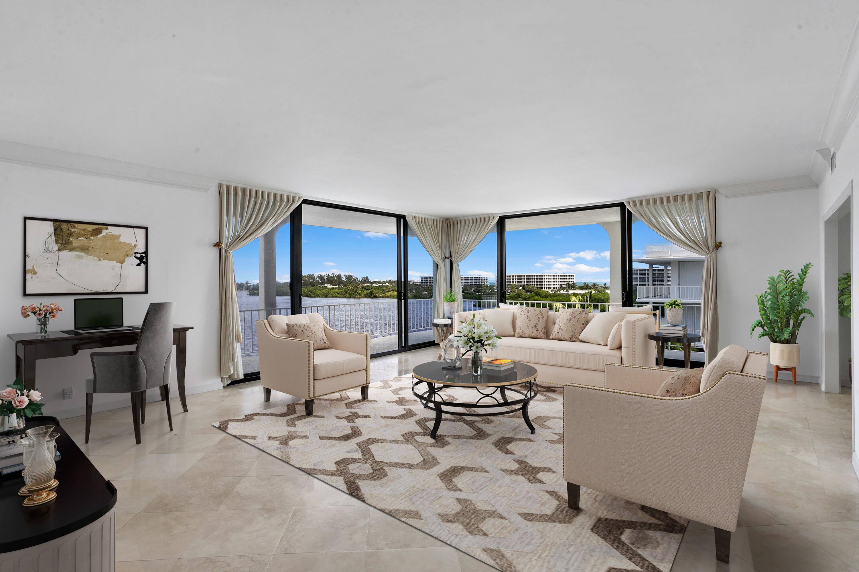 2150 Ibis Isle Road, Unit PH3 Palm Beach, FL 33480 - Photo 4 of 50 Staged - Living Room