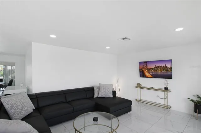 a living room with furniture