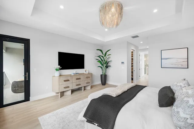 a view of a building with sitting area