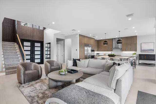 a room with gym equipment and a table