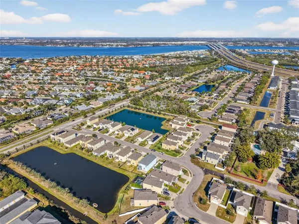 an aerial view of a city