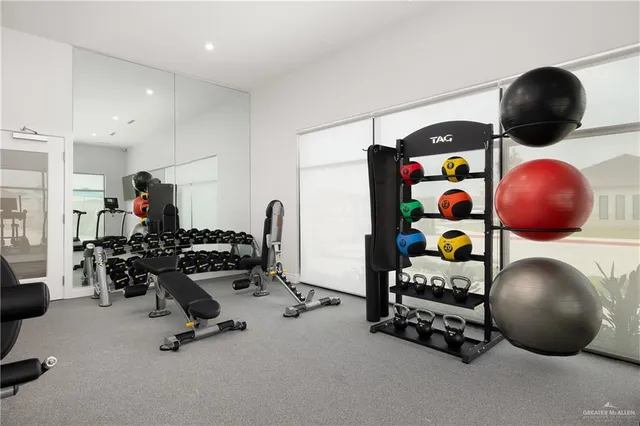 a view of a room with gym equipment