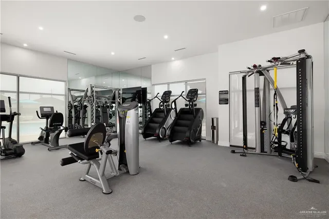 a view of a room with gym equipment