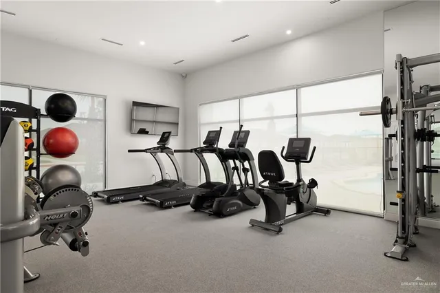 a view of a room with gym equipment