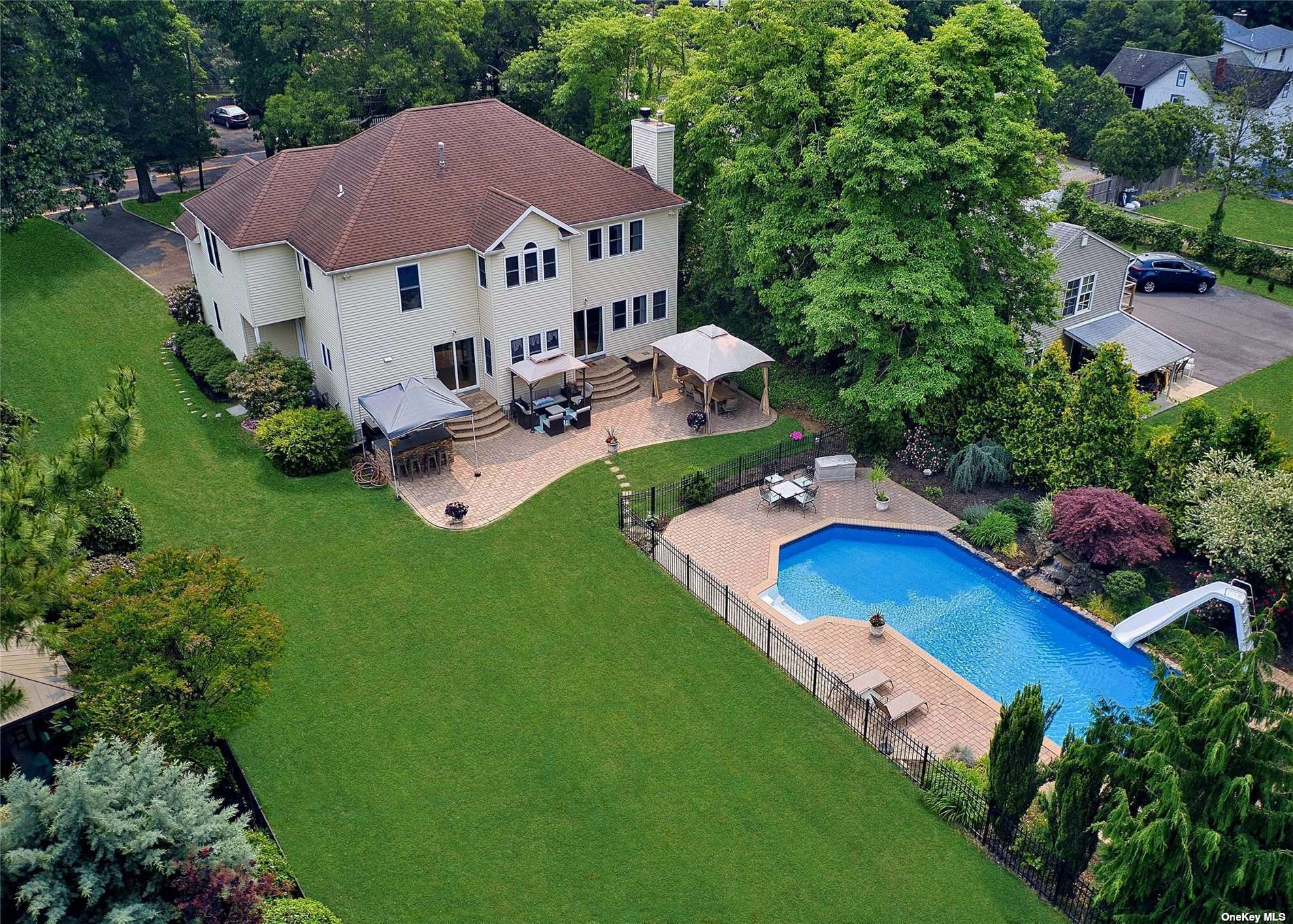an aerial view of a house