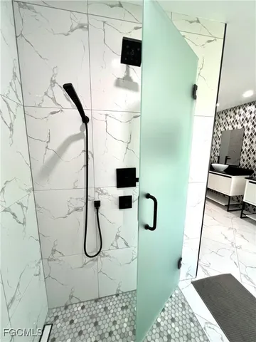 a bathroom with a shower