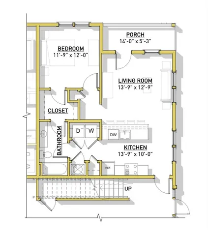 a kitchen with a sink and a large mirror