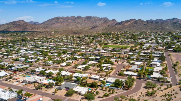 a view of city and mountain