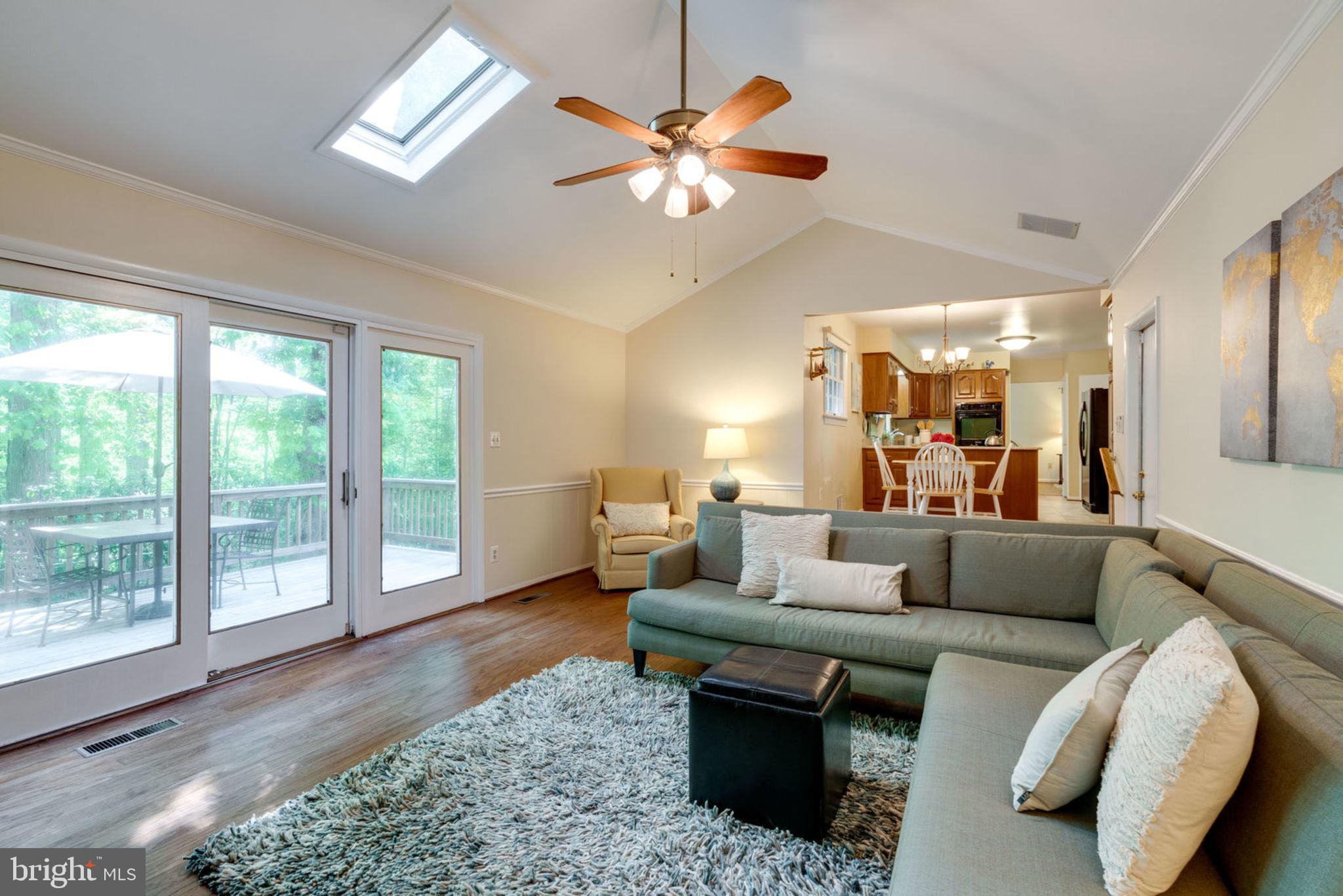 8504 Shadeway Place Springfield, VA 22153 - Photo 6 of 31 Family Room with Skylights & Large Sliding Door
