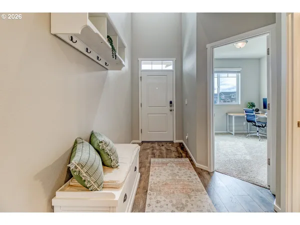 a view of a living room and bathroom