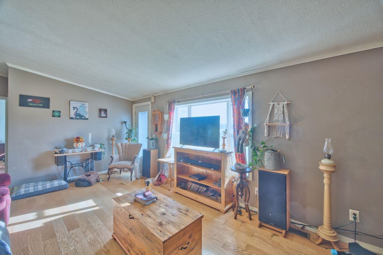 3932 Hwy 100 Aurora Mn 55705 Aurora, MN 55705 - Photo 3 of 44 Living area with ornamental molding, wood finished floors, and a textured ceiling