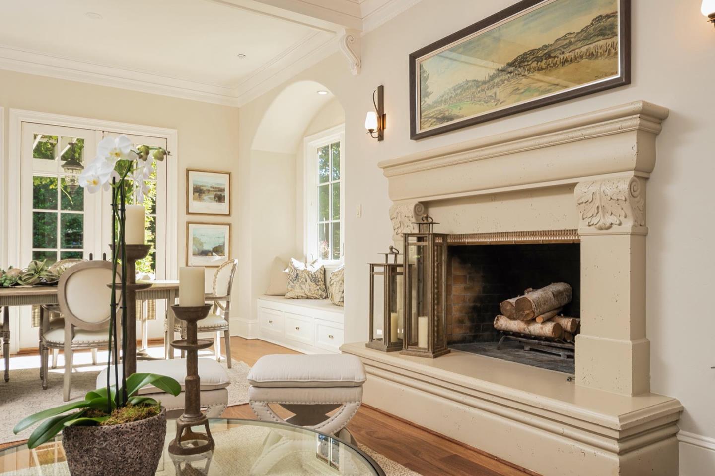 521 Roehampton Road Hillsborough, CA 94010 - Photo 13 of 51 a living room with furniture and a fireplace