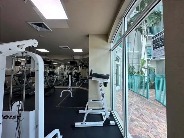 a view of a room with gym equipment