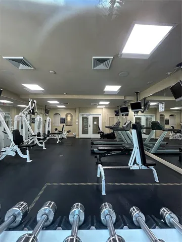 a view of a room with gym equipment