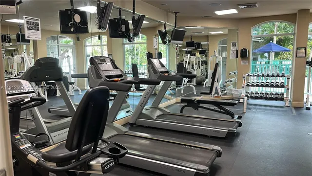 a view of a room with gym equipment