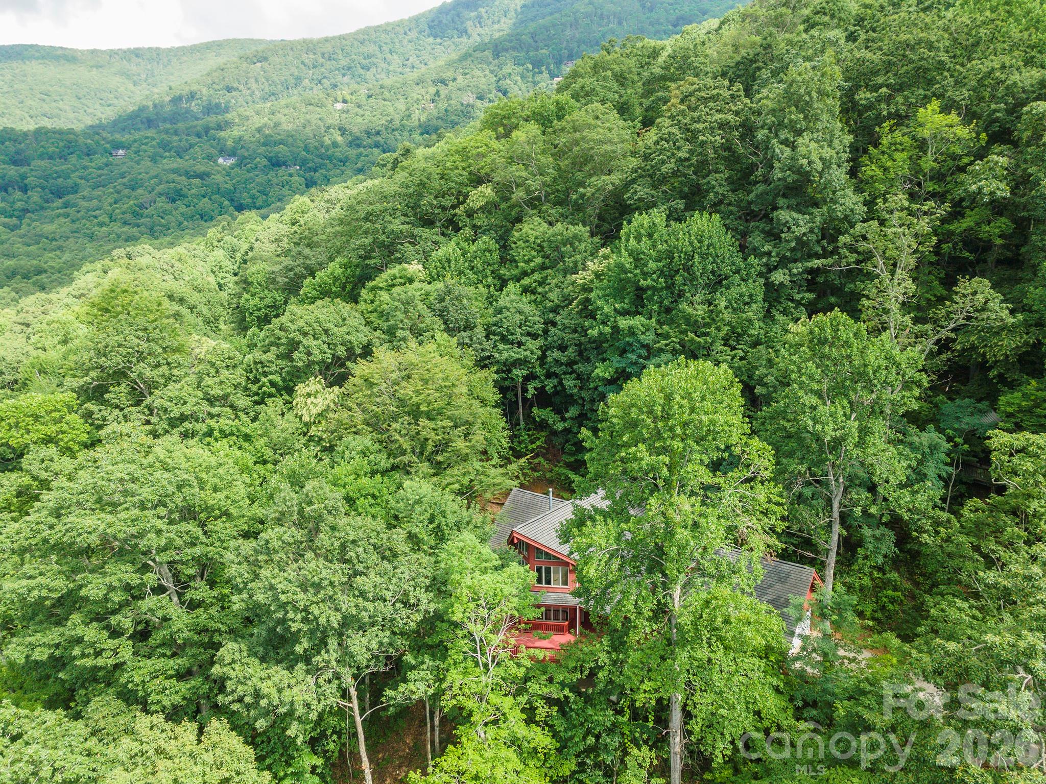 7 Winding Poplar Road Black Mountain, NC 28711 - Photo 46 of 48 an aerial view of residential house with outdoor space and trees all around