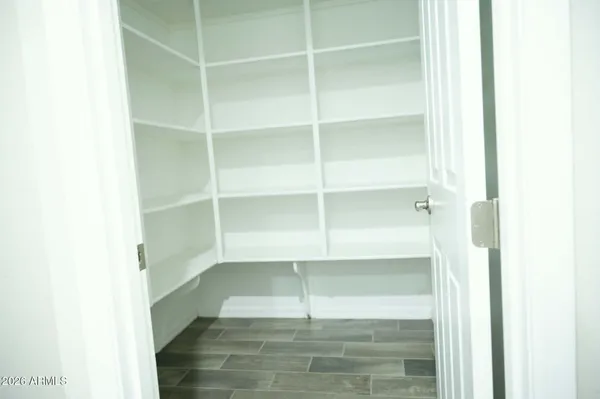 a view of a room with shelves