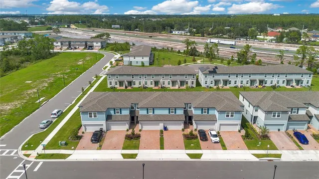 an aerial view of a house