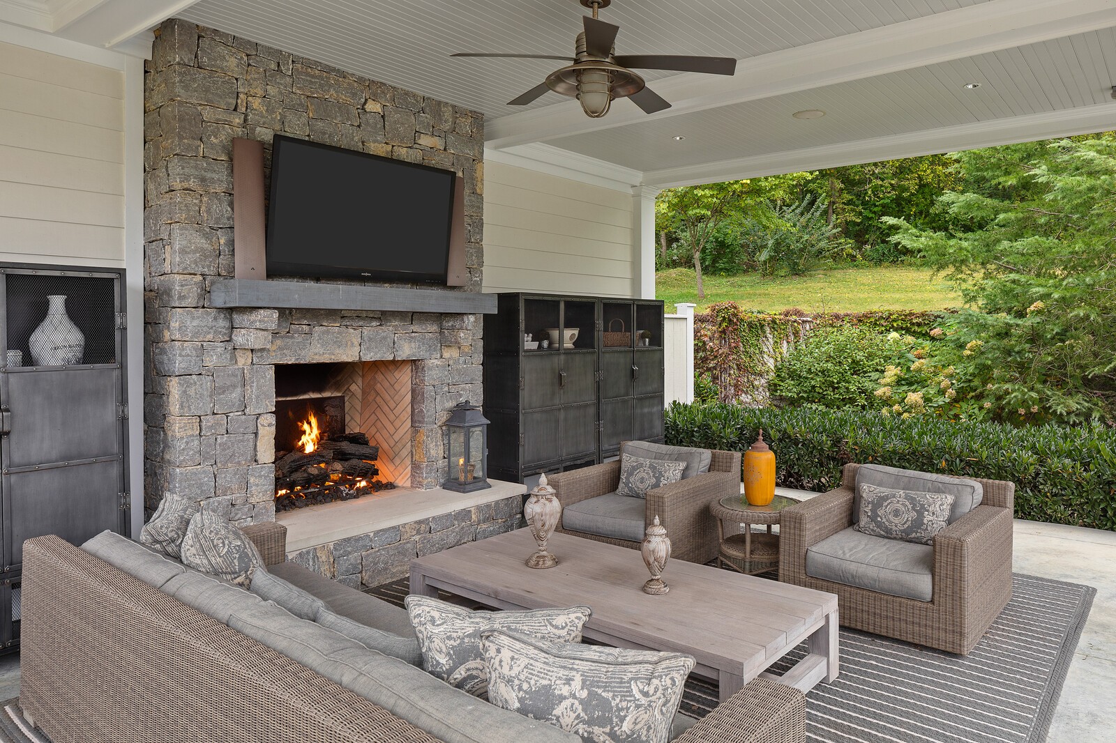 3377 Bailey Road Franklin, TN 37064 - Photo 48 of 49 a living room with furniture a large window and a fireplace