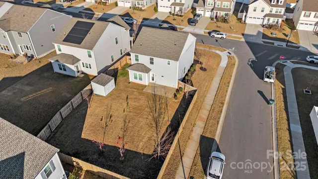 an aerial view of a residential houses