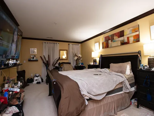 a bed room with a bed and a tv