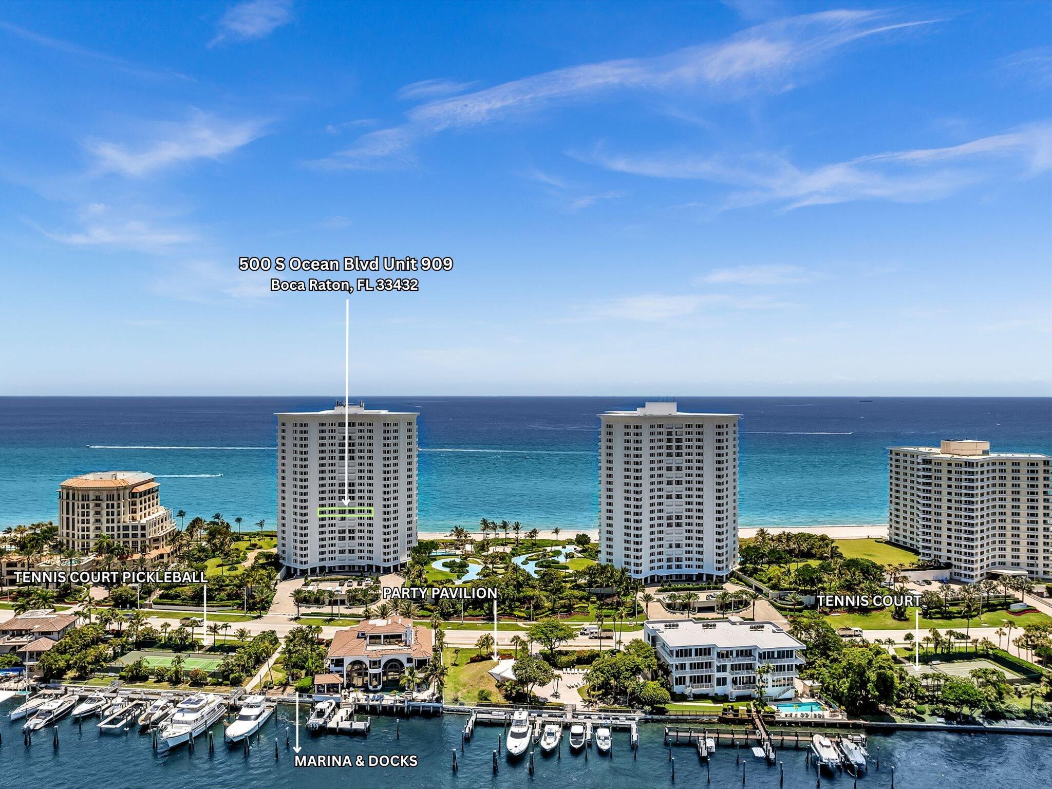 500 South Ocean Boulevard, Unit 909 Boca Raton, FL 33432 - Photo 85 of 101 AERIAL LABELED AMENITIES