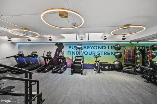 a view of a room with gym equipment