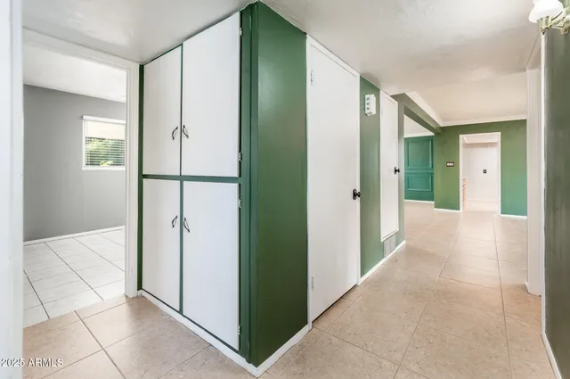 a view of a hallway with elevator