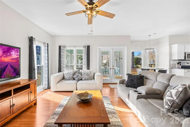 a living room with furniture