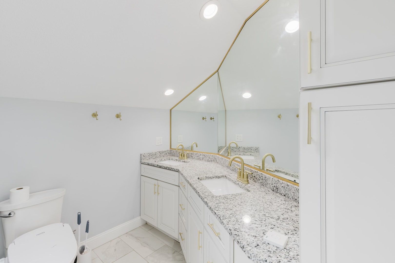 12225 Pebble Point Road Marion, IL 62959 - Photo 38 of 88 a bathroom with a granite countertop sink mirror and toilet