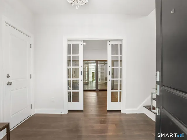 an empty room with windows