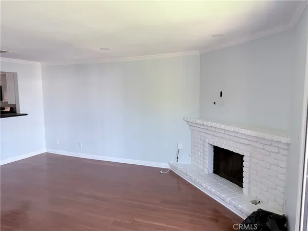 a room with a fireplace