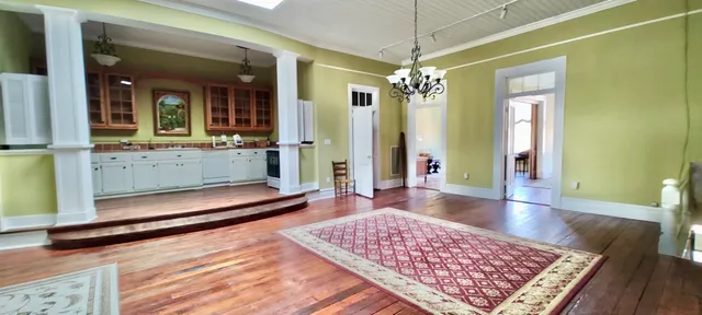 a view of front door with livingroom