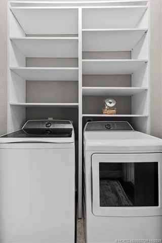 a backyard of a house with plants and large tree