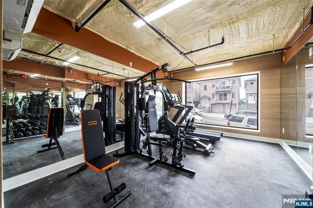 a view of a room with gym equipment