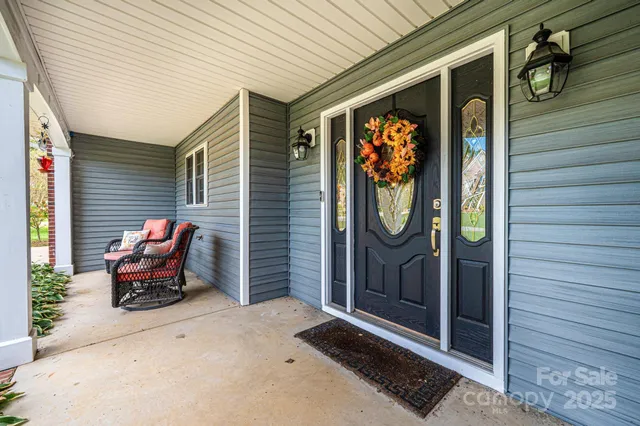 an outdoor view with patio
