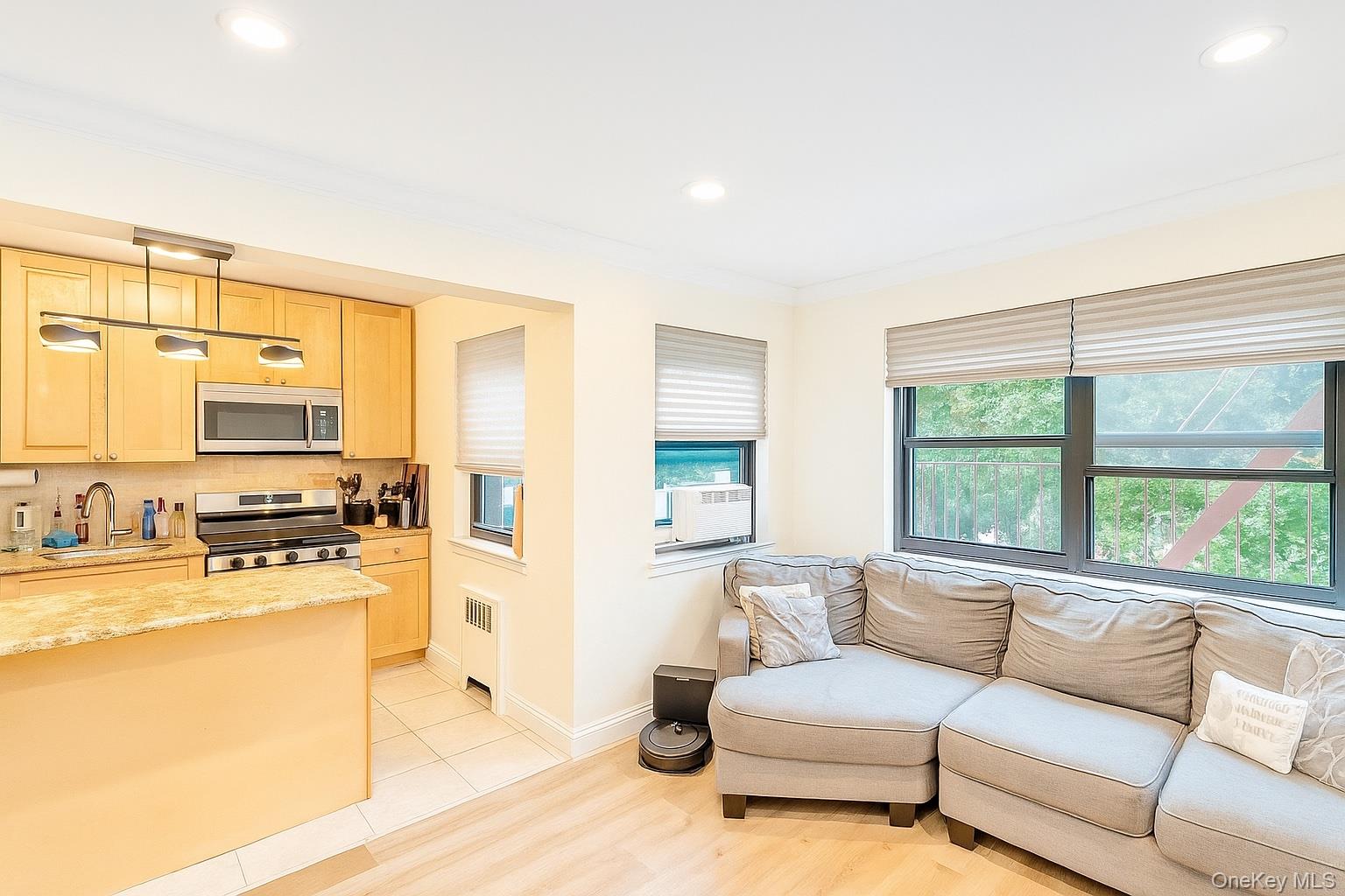 60 White Oak Street, Unit 2H New Rochelle, NY 10801 - Photo 9 of 15 a living room with furniture and a large window