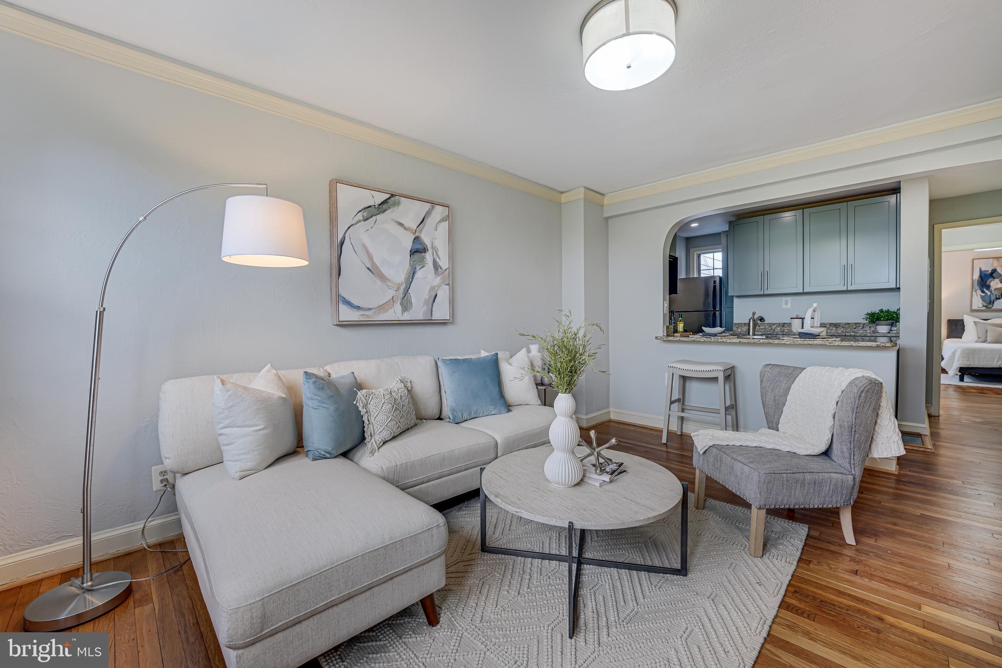 1441 Euclid Street Northwest, Unit 301 Washington, DC 20009 - Photo 12 of 18 a living room with furniture and a wooden floor
