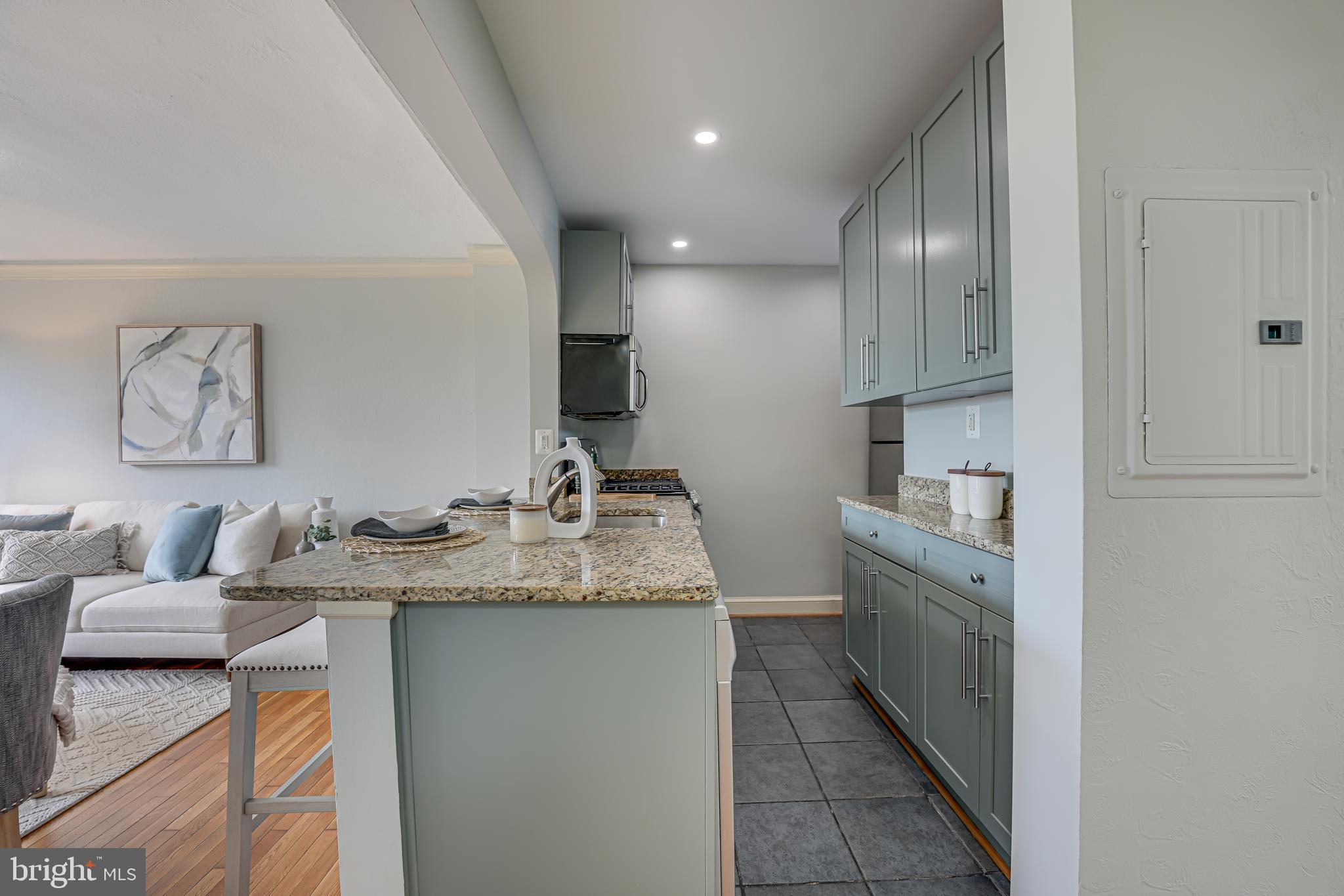 1441 Euclid Street Northwest, Unit 301 Washington, DC 20009 - Photo 5 of 18 a kitchen with stainless steel appliances granite countertop a sink dishwasher and a refrigerator with wooden cabinets