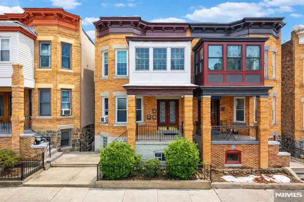 a front view of a multi story building