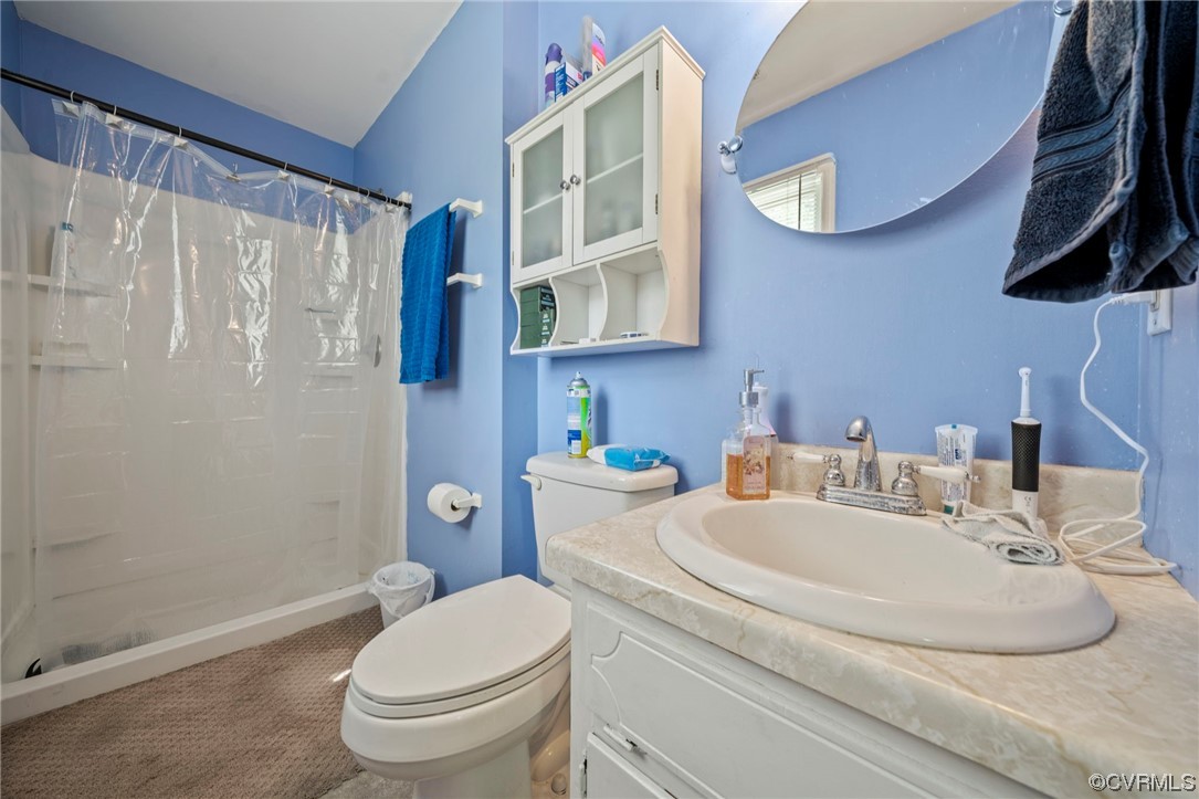 3207 Roland View Terrace Chester, VA 23831 - Photo 9 of 20 a bathroom with a sink a toilet and shower curtain