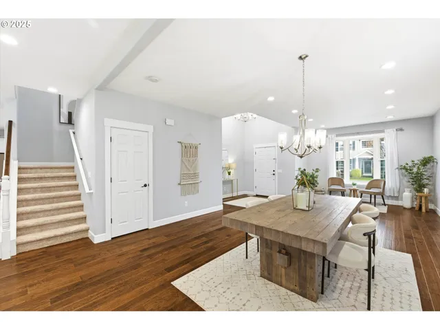 a view of a dining room and livingroom