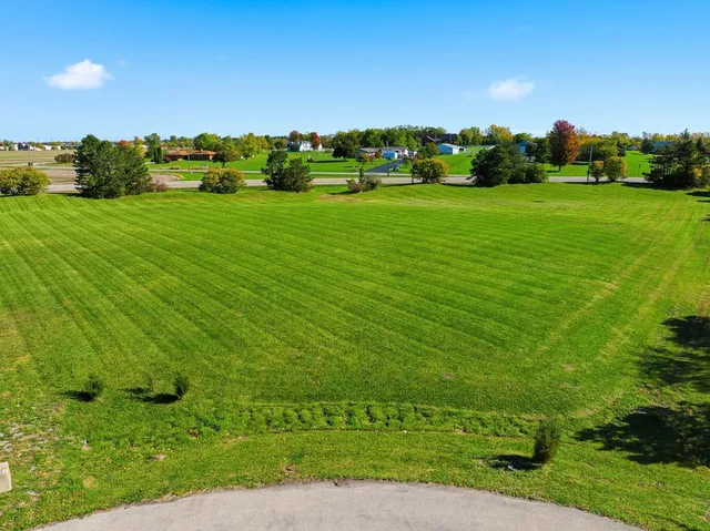 a view of a big yard with lots of green space