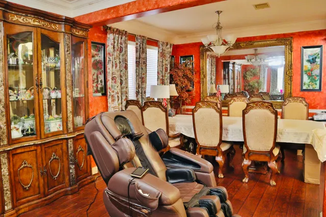 a balcony with chairs