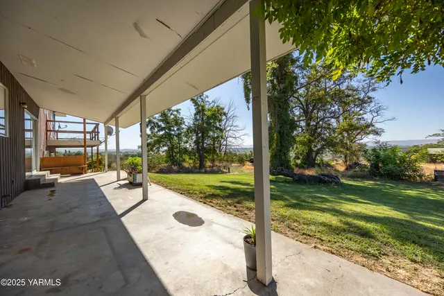 a view of yard with grass and trees