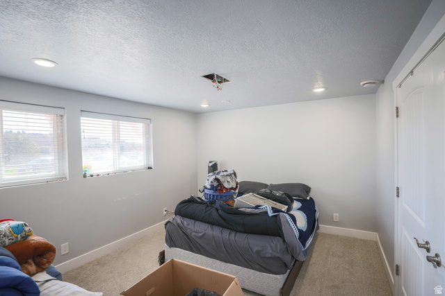 422 West Buckeye Reef Road Leeds, UT 84746 - Photo 27 of 47 Carpeted bedroom featuring a textured ceiling and recessed lighting