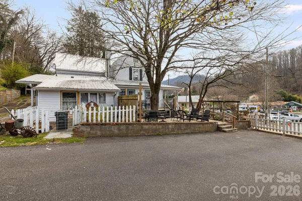 a view of a building with a street